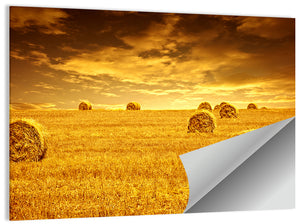 Wheat Haystacks Field Wall Art