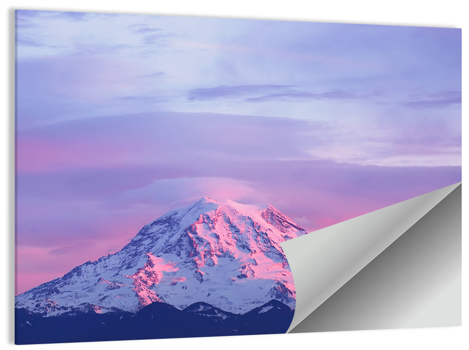 Mount Rainier Alpenglow with Lenticular Cloud Wall Art