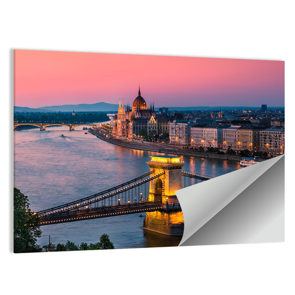 Budapest Chain Bridge at Twilight Wall Art