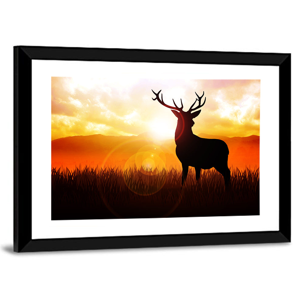 Deer Silhouette Wall Art CanvasPiece Deer silhouette wall art canvaspiece