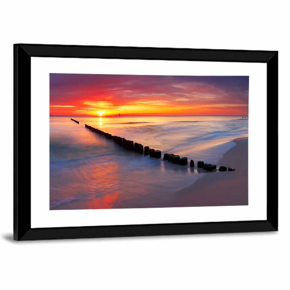 Sunrise Over Baltic Breakwater Wall Art