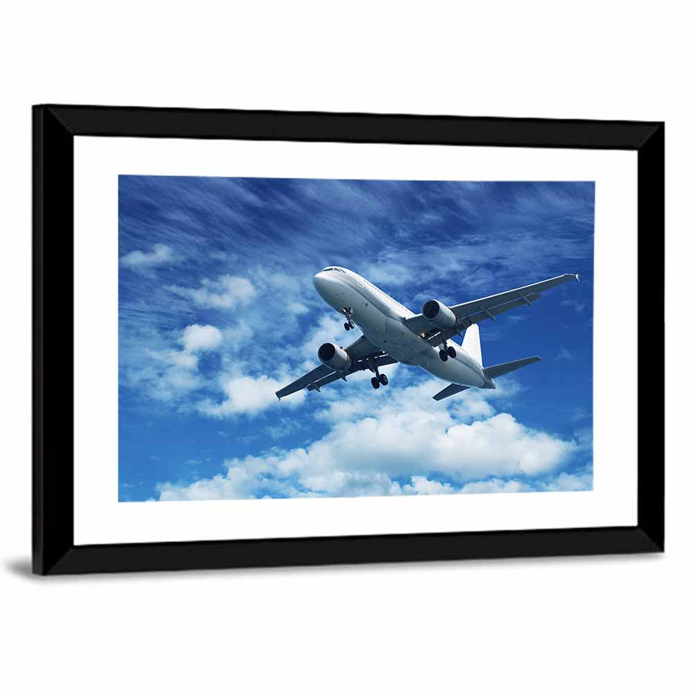Passenger Airliner in Blue Sky Wall Art