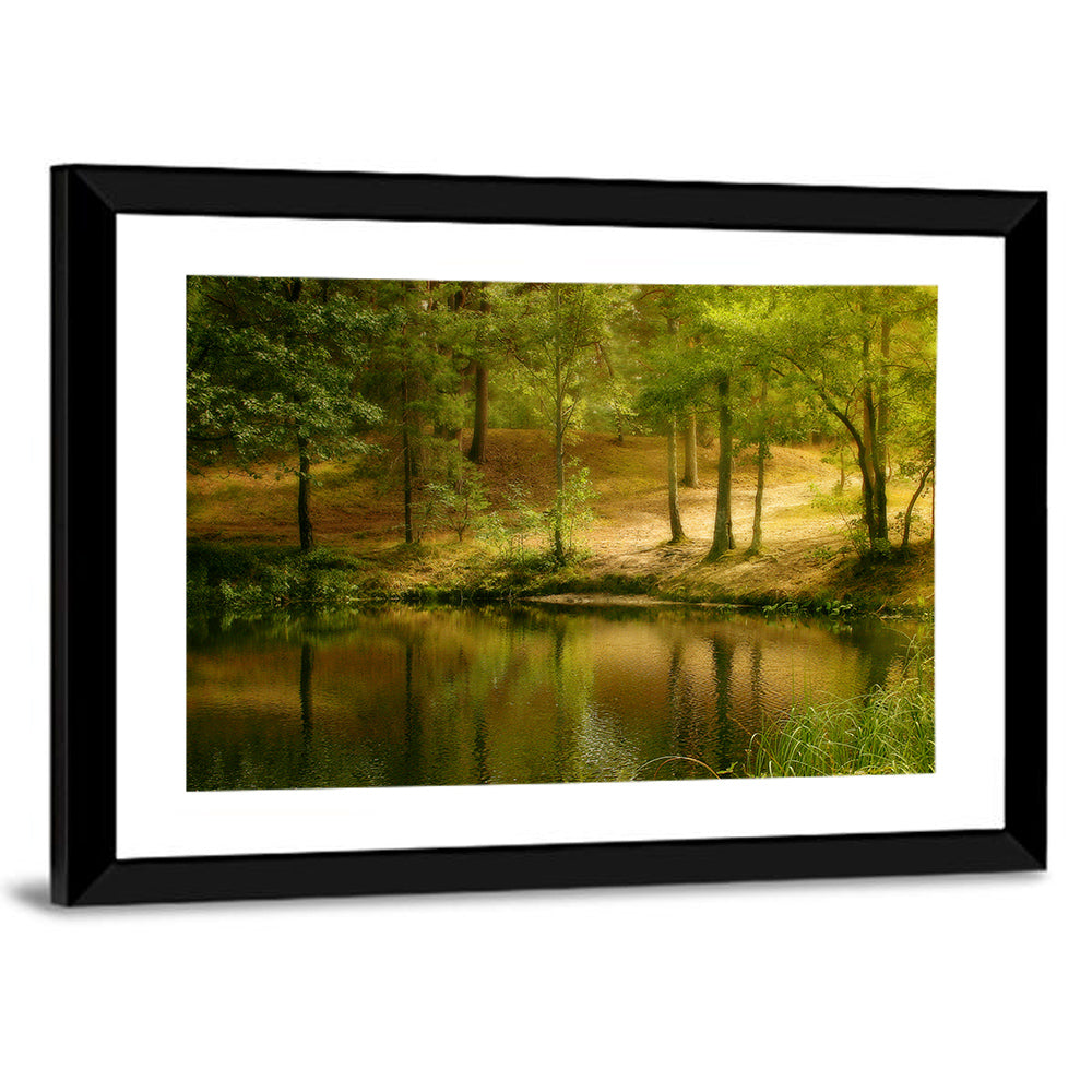 Forest Pond at Golden Hour Wall Art