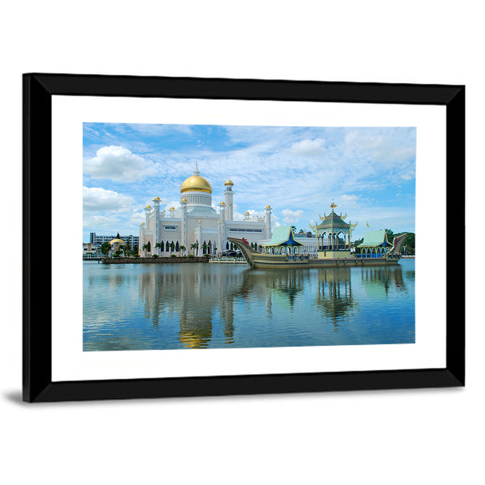 Sultan Omar Ali Saifuddien Mosque Wall Art as a framed print