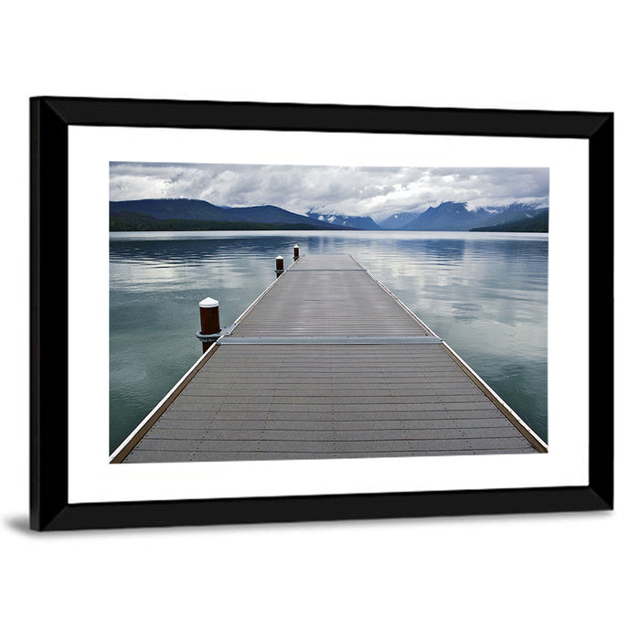 Lake Mcdonald Wooden Dock Wall Art as a framed print