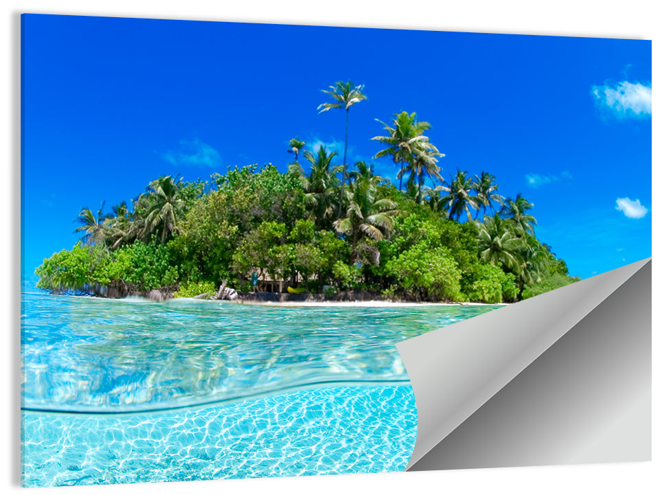 Tropical Island Lagoon Split-level Seascape Wall Art