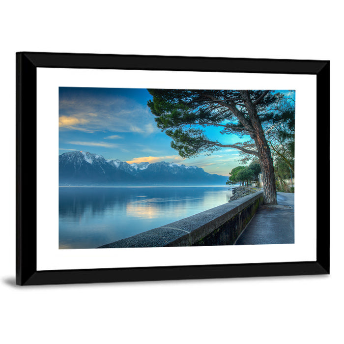 Lake Geneva View from Montreux Wall Art as a framed print