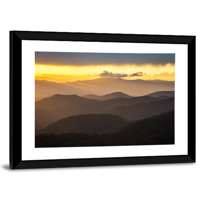 Southern Appalachian Sunset Wall Art as a framed print