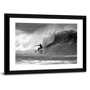 Surfing On Large Wave Wall Art