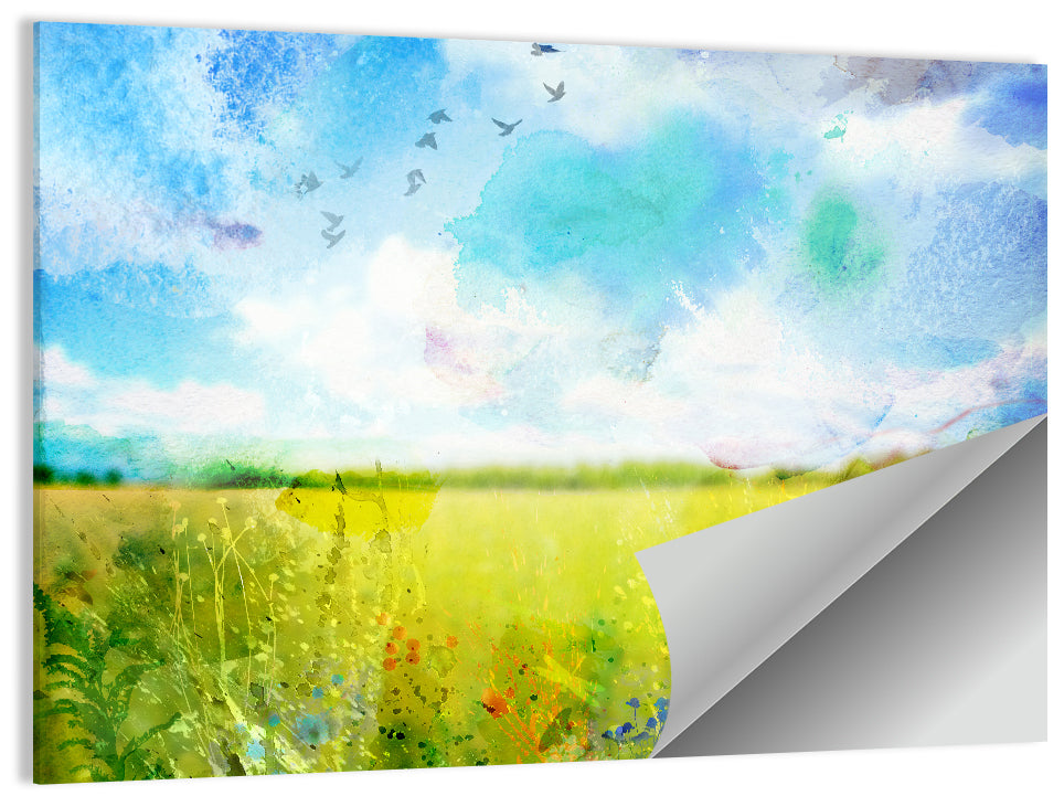 Watercolor Wildflower Field Wall Art