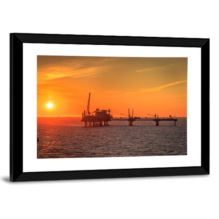 Denmark Oil Rig at Sunset Wall Art as a framed print