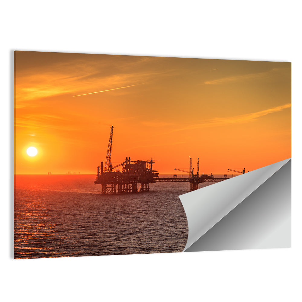 Denmark Oil Rig at Sunset Wall Art