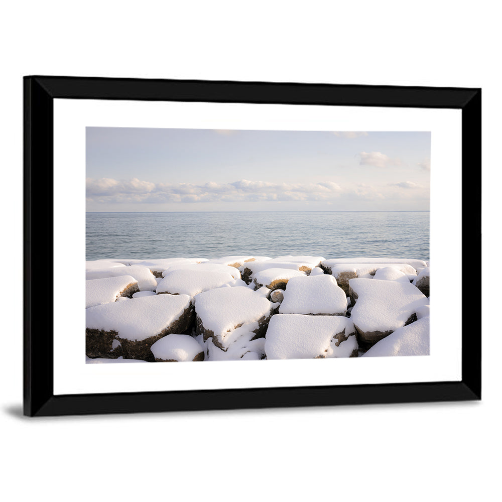 Lake Ontario Snowy Rocks Wall Art