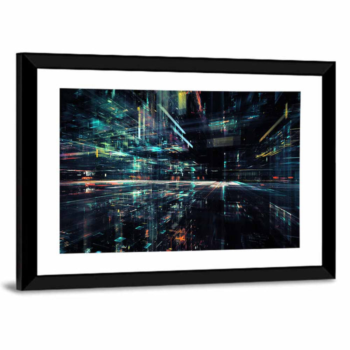Digital Speed Corridor Wall Art as a framed print