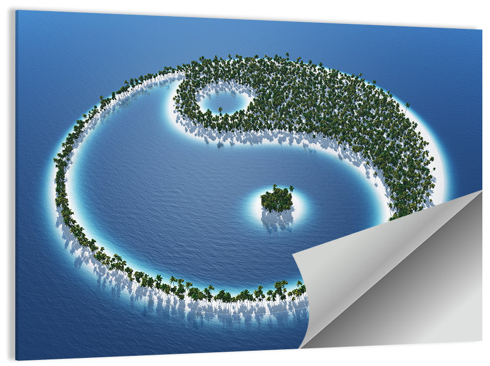 Yin Yang Tropical Island Aerial Wall Art