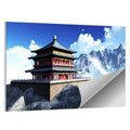 Sunlit Pagoda and Snow Peaks Wall Art