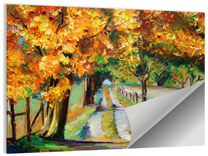Maple-lined Country Road Wall Art as a poster print
