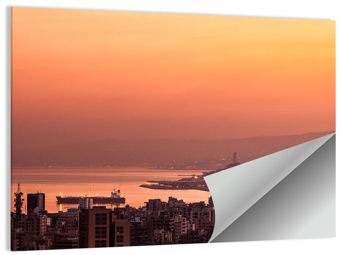 Beirut Sunset Skyline Wall Art as a poster print