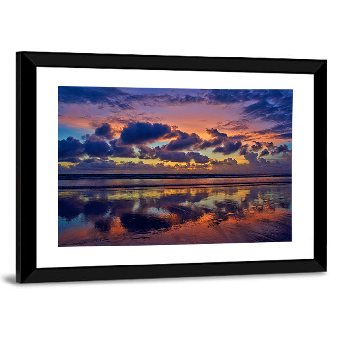 Dusk Beach Reflections Wall Art as a framed print