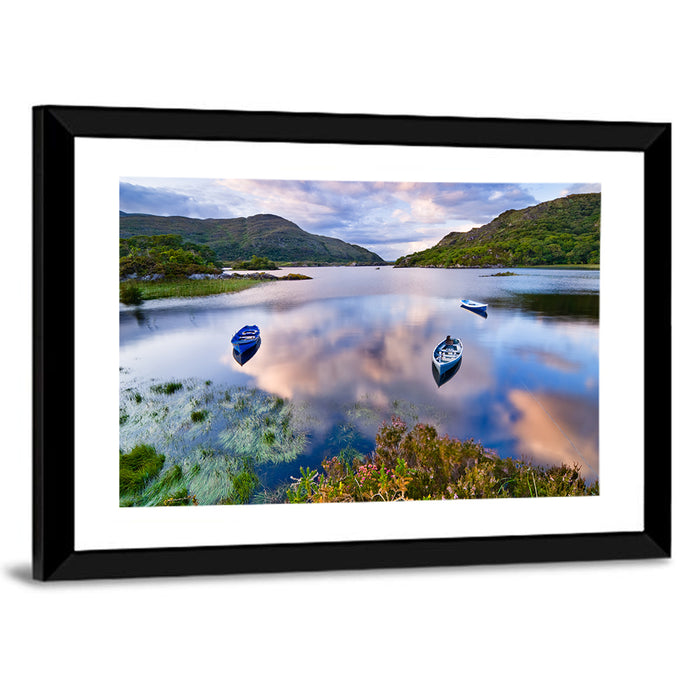 Lough Leane Rowboats at Dusk Wall Art as a framed print
