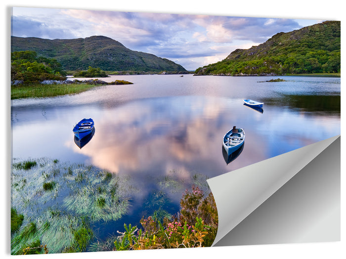 Lough Leane Rowboats at Dusk Wall Art as a poster print