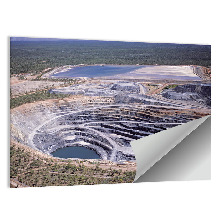 Aerial Open Pit Uranium Mine Wall Art as a poster print