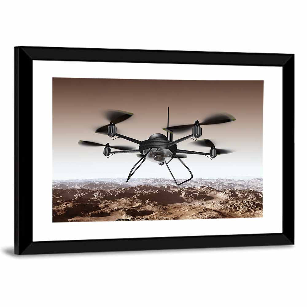 Spy Drone Over Arid Landscape Wall Art
