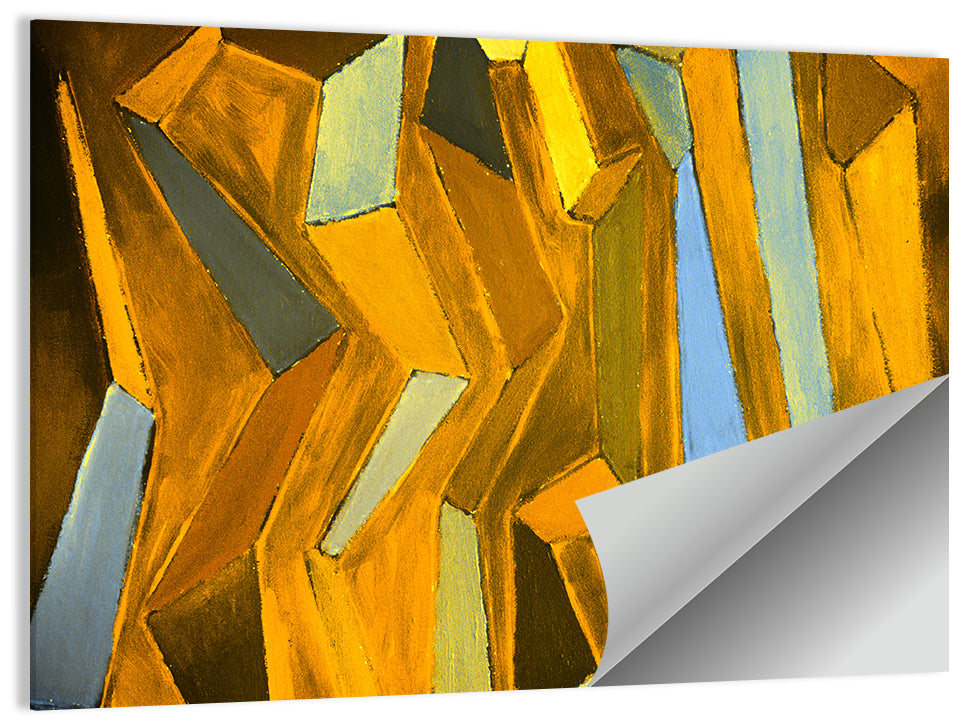 Golden Blocks Abstract Wall Art