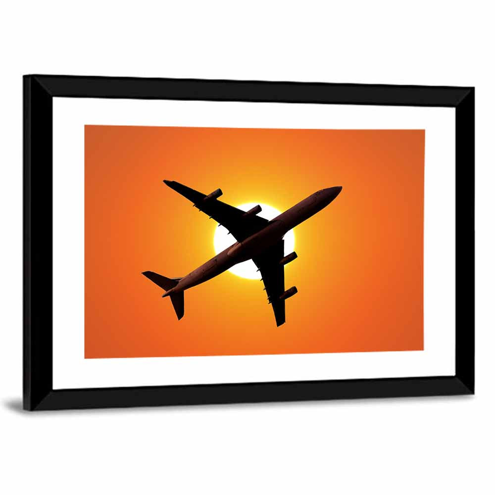 Sunrise Airplane Silhouette Wall Art