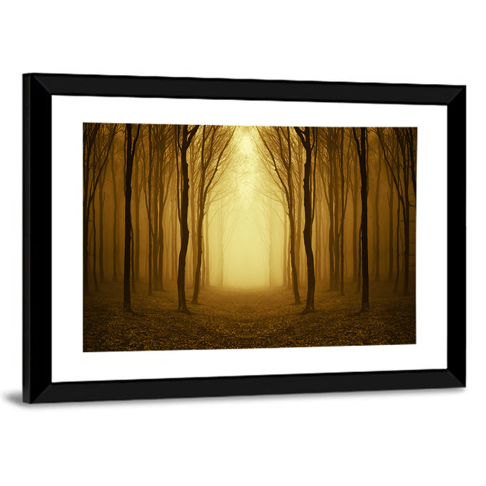 Lonely Forest Path Wall Art as a framed print