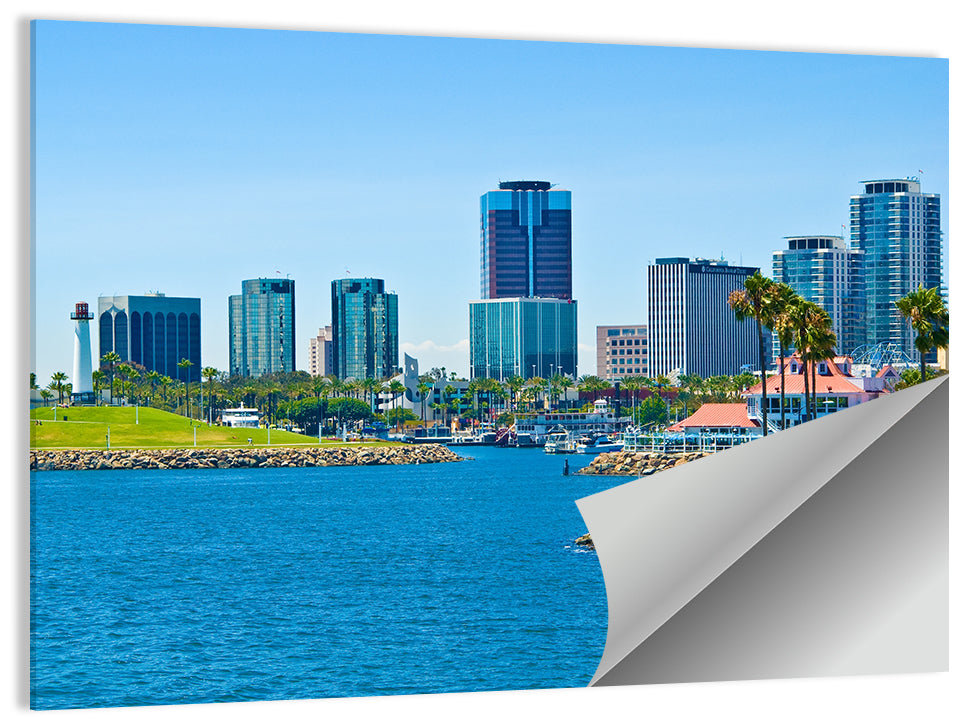 Long Beach Rainbow Harbor Skyline Wall Art