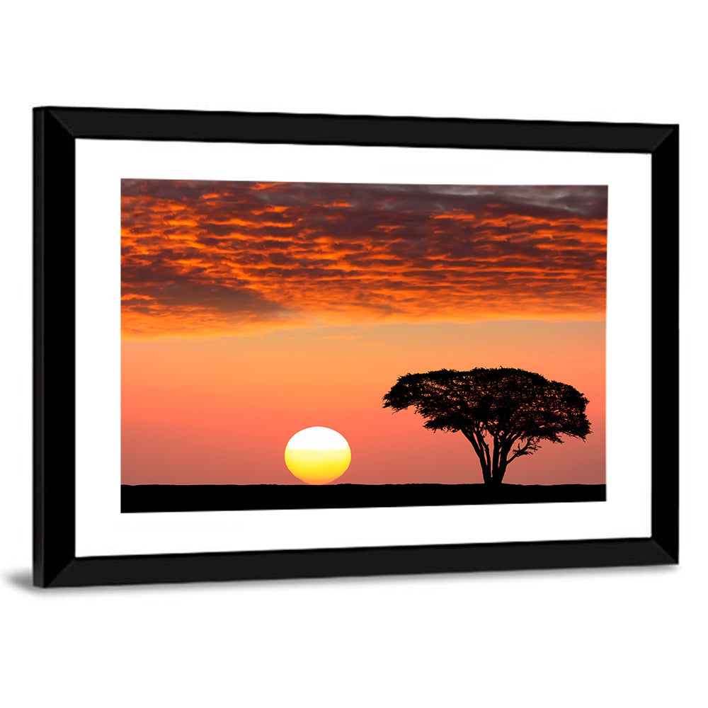 Serengeti Sunset Silhouette Wall Art