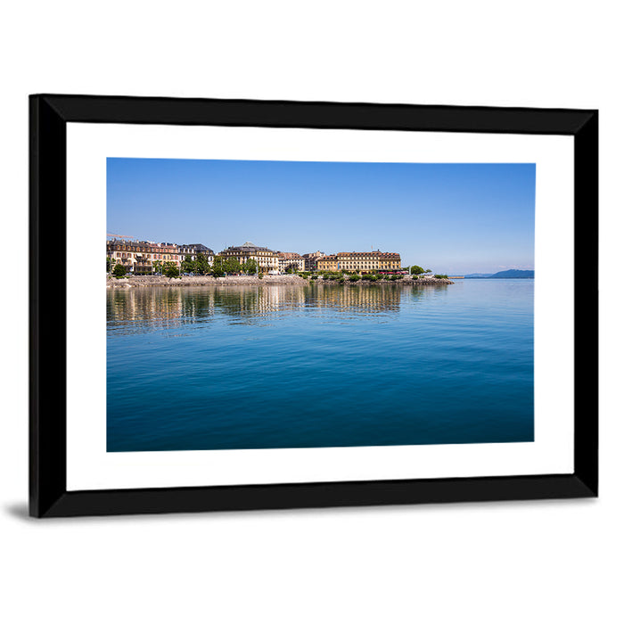 Tranquil Lake Neuchatel Wall Art as a framed print