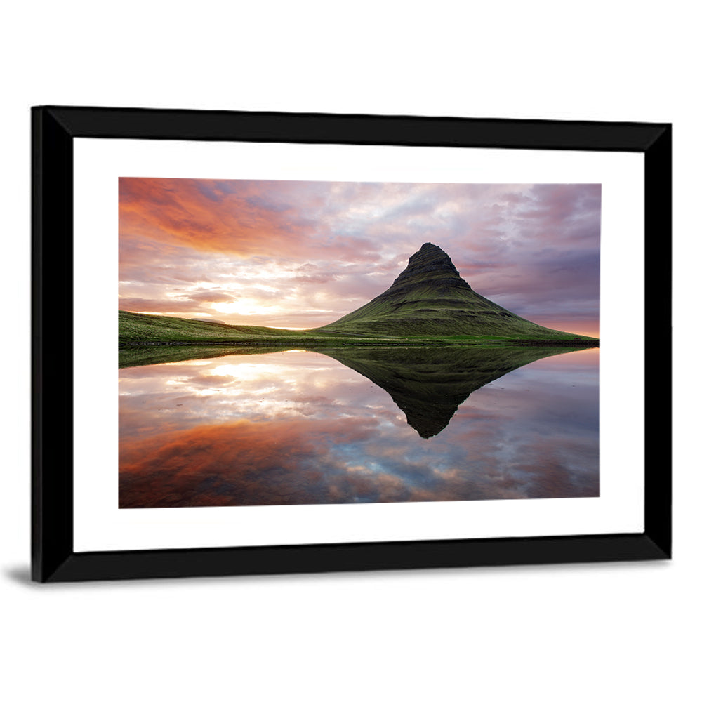 Kirkjufell Sunset Reflection Wall Art