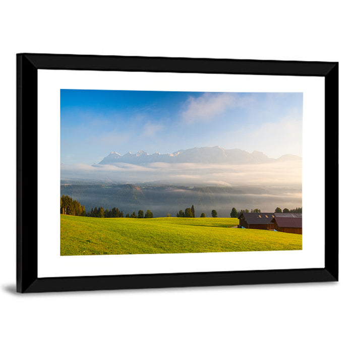 Sunlit Mountain Clouds Wall Art as a framed print