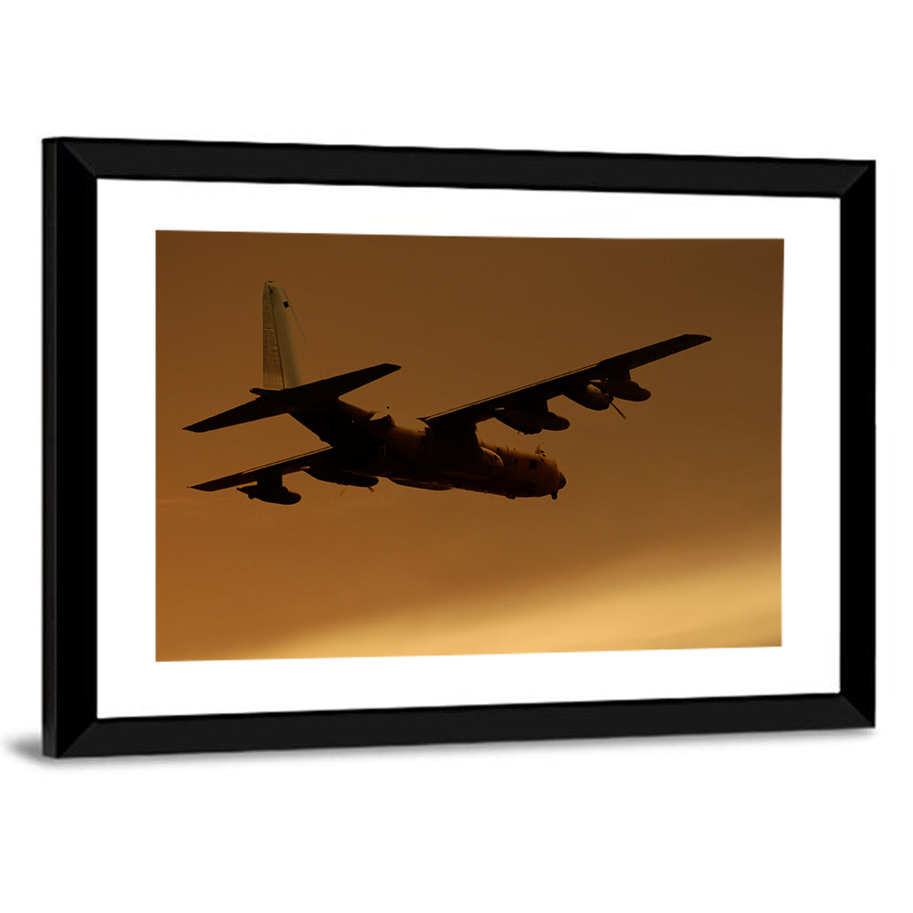 Turboprop Military Transport Silhouette Wall Art