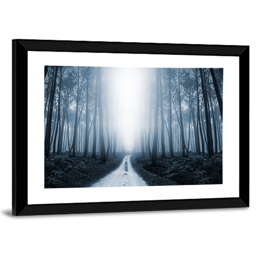 Misty Forest Road at Twilight Wall Art