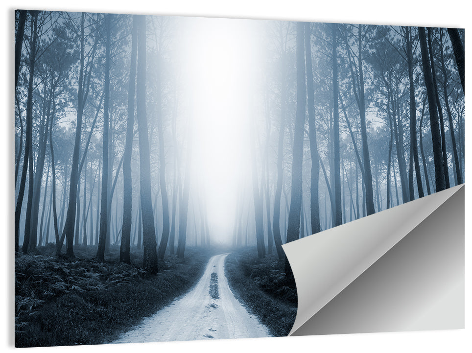 Misty Forest Road at Twilight Wall Art