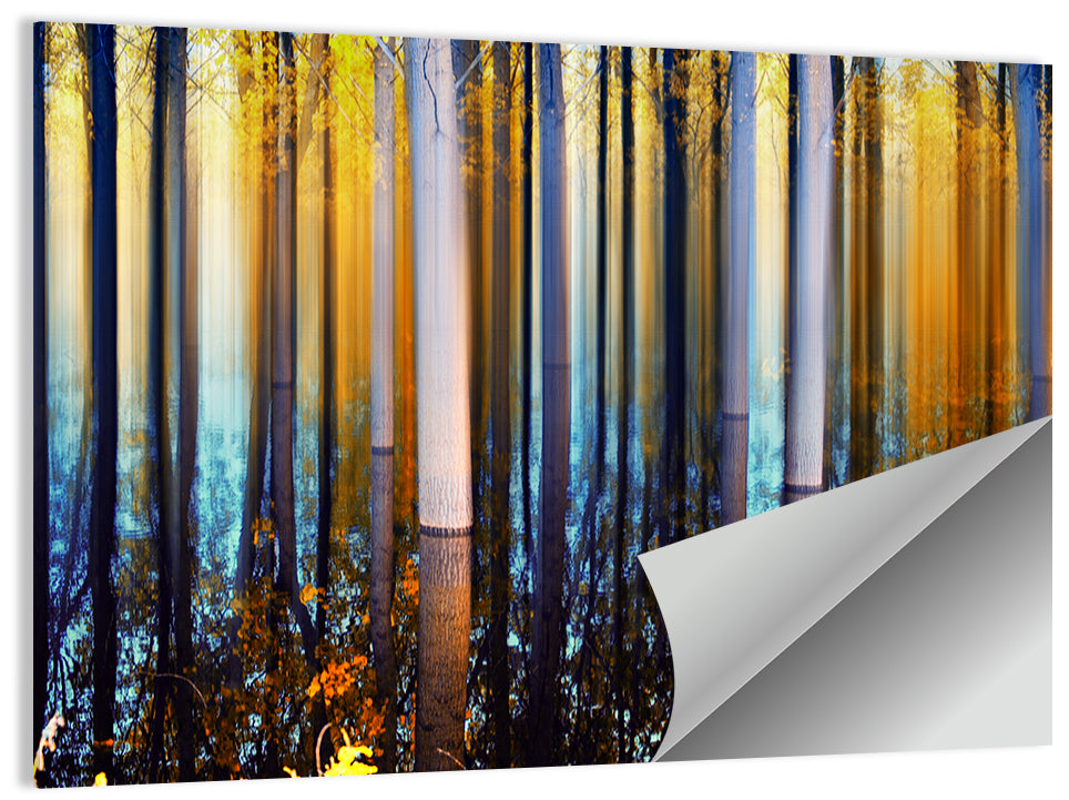 Ethereal Autumn Forest Reflection Abstract Wall Art