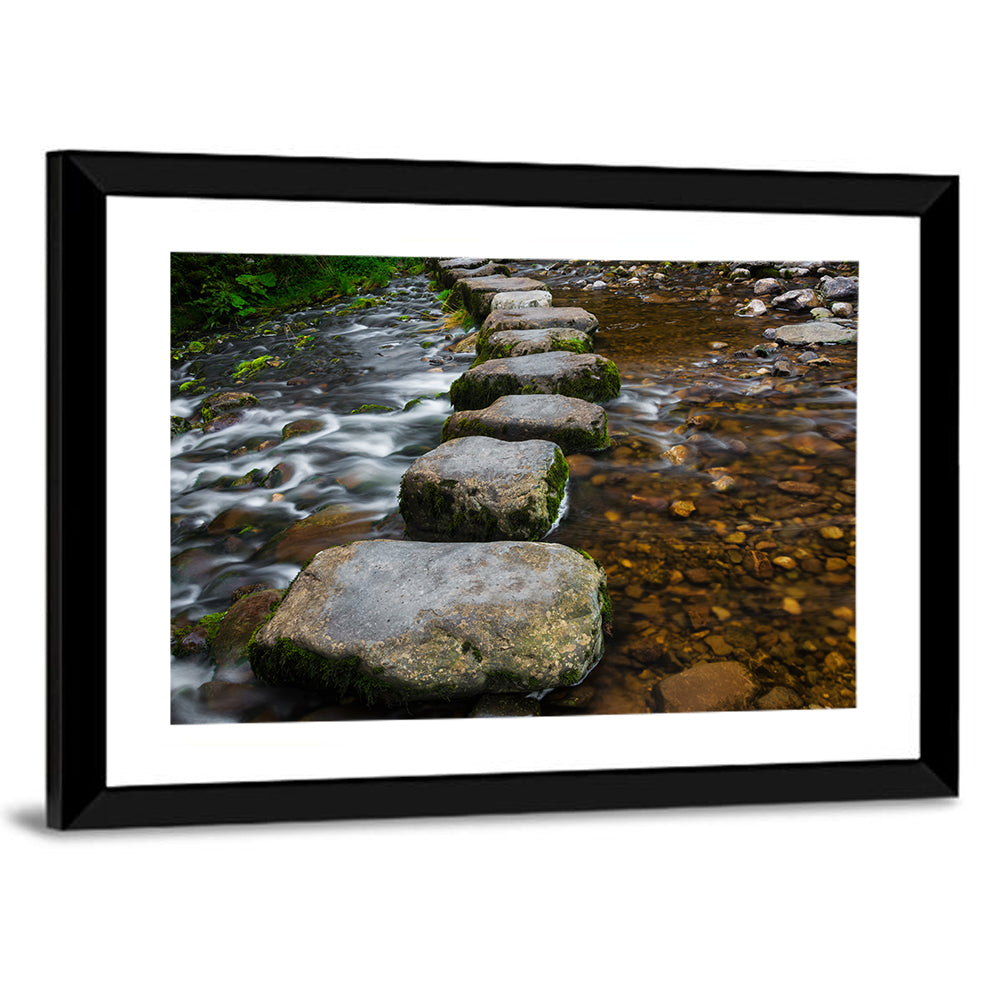 Mossy Stepping Stones Over Stream Wall Art