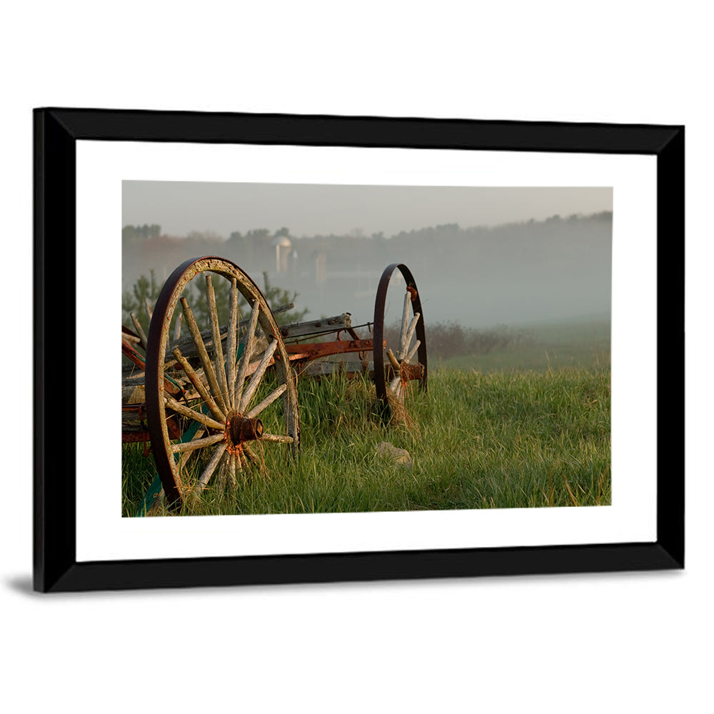Weathered Wagon in Morning Mist Wall Art