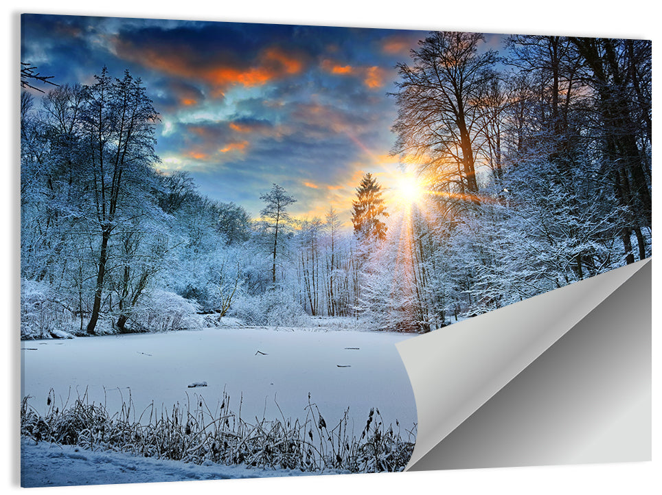 Frozen Forest Lake Wall Art