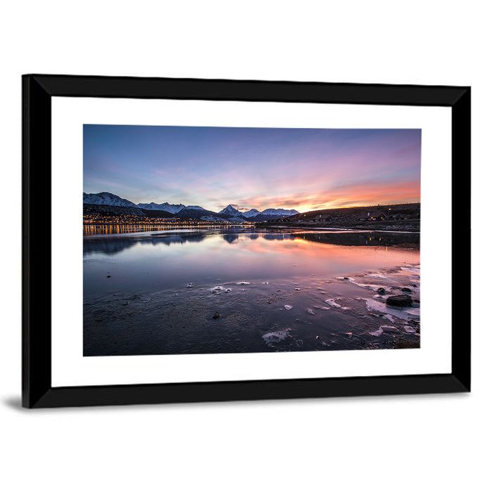 Ushuaia Twilight Reflection Wall Art as a framed print