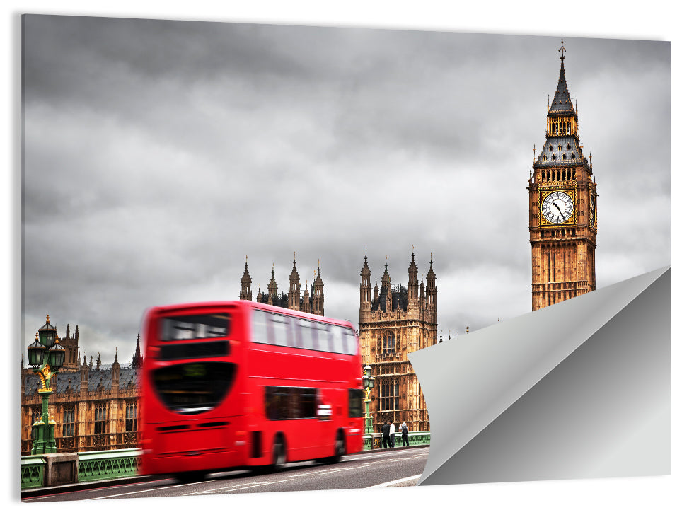 Big Ben with Red Bus, Westminster London Wall Art