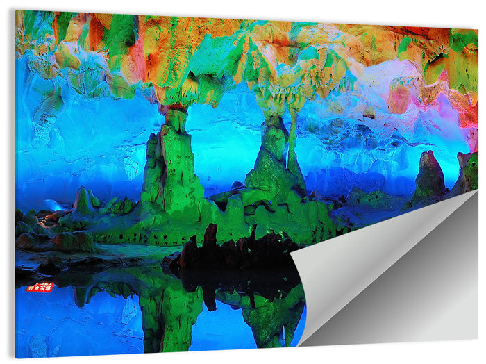 Guilin Led Lit Cave Reflection Wall Art as a poster print