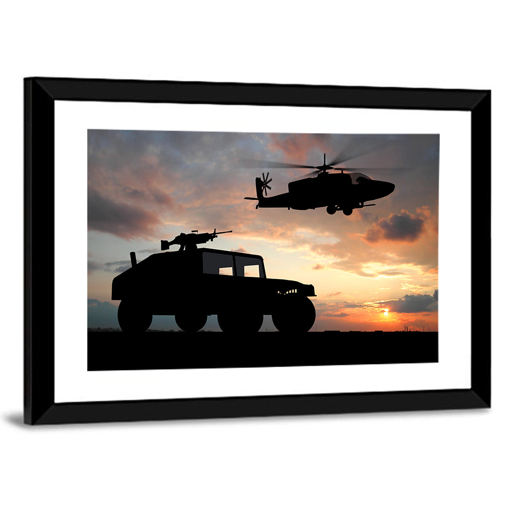 Military Helicopter and Truck Wall Art