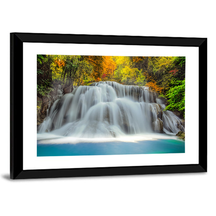 Erawan Falls Cascade Wall Art as a framed print