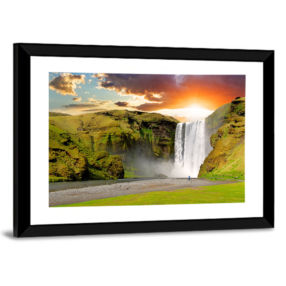 Skógafoss at Sunset Wall Art