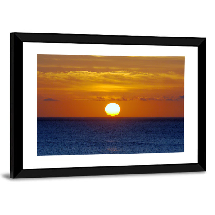 Golden Pacific Sunrise Wall Art as a framed print
