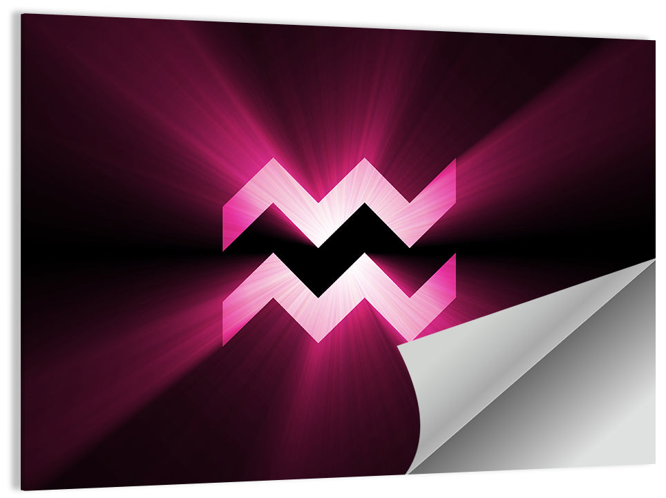 Magenta Aquarius Symbol Wall Art